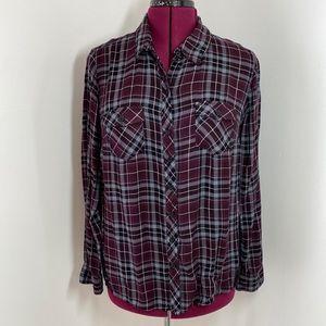 Torrid burgundy & black western shirt with lace inserts